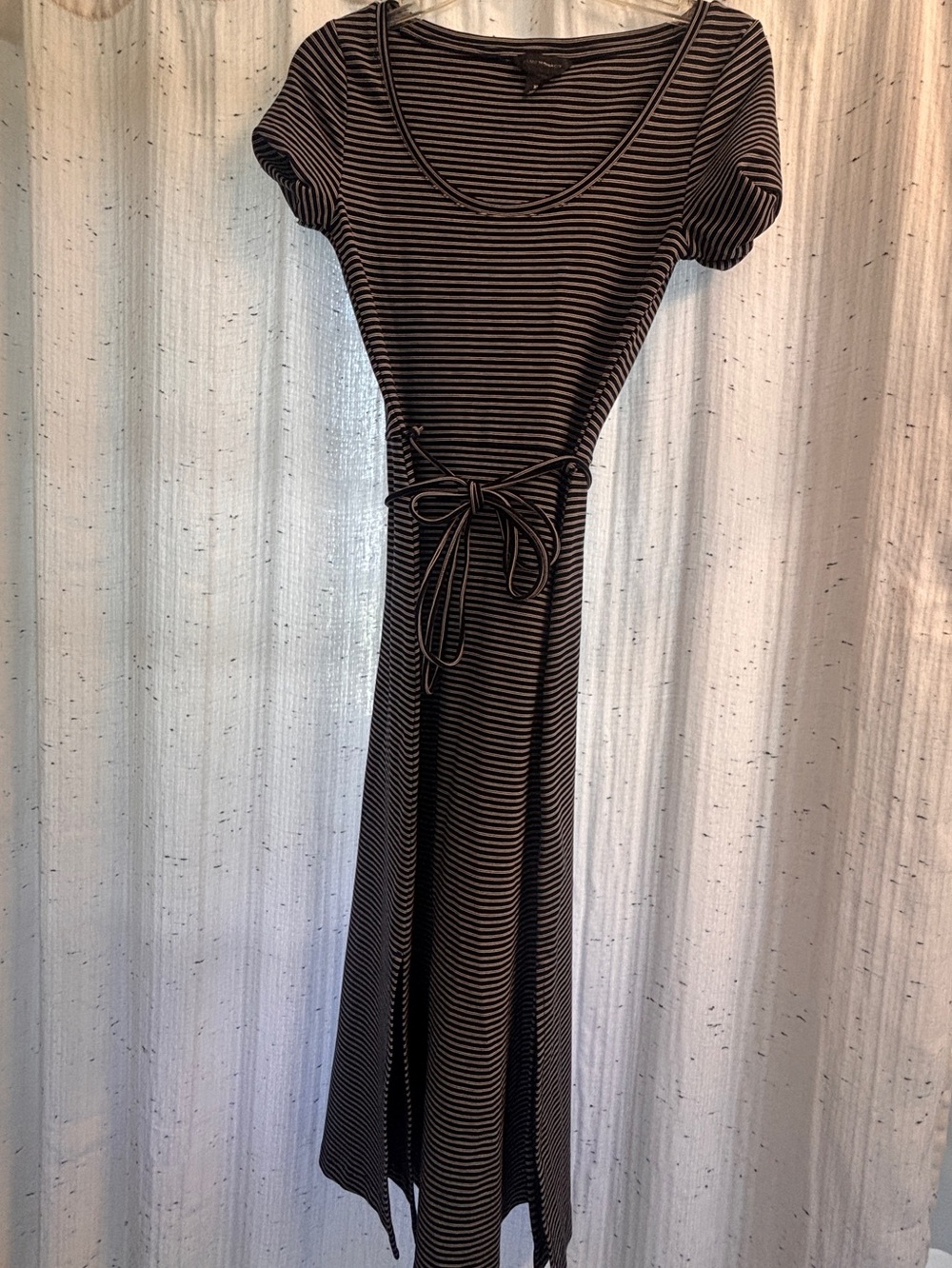 Club Monaco Striped Short-Sleeve Maxi Dress in Black and White